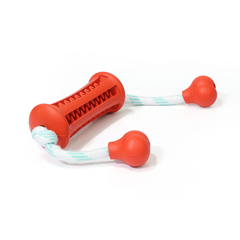 Rubber Dog Molar Toy with Wear-Resistant Rope for Teeth Cleaning