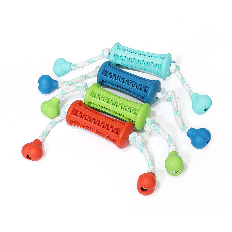 Rubber Dog Molar Toy with Wear-Resistant Rope for Teeth Cleaning