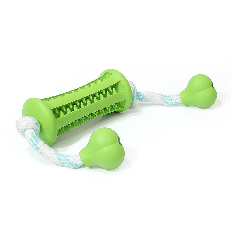 Rubber Dog Molar Toy with Wear-Resistant Rope for Teeth Cleaning