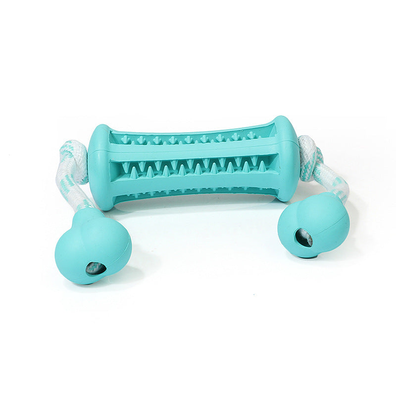 Rubber Dog Molar Toy with Wear-Resistant Rope for Teeth Cleaning