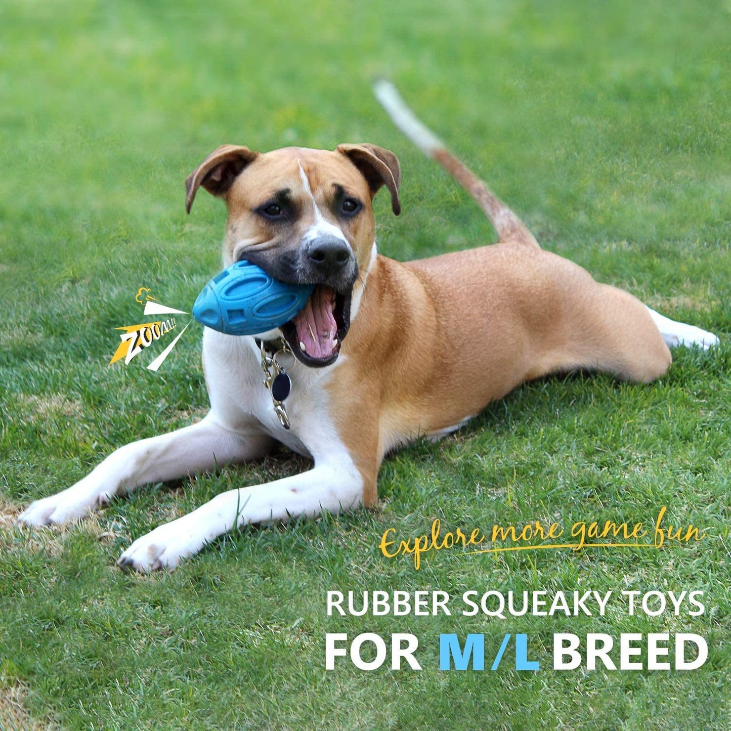 Durable Rubber Dog Ball: Sounding Rugby Toy for Playtime Fun