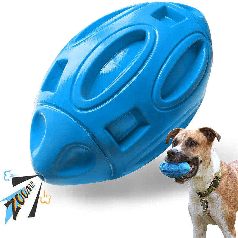 Durable Rubber Dog Ball: Sounding Rugby Toy for Playtime Fun