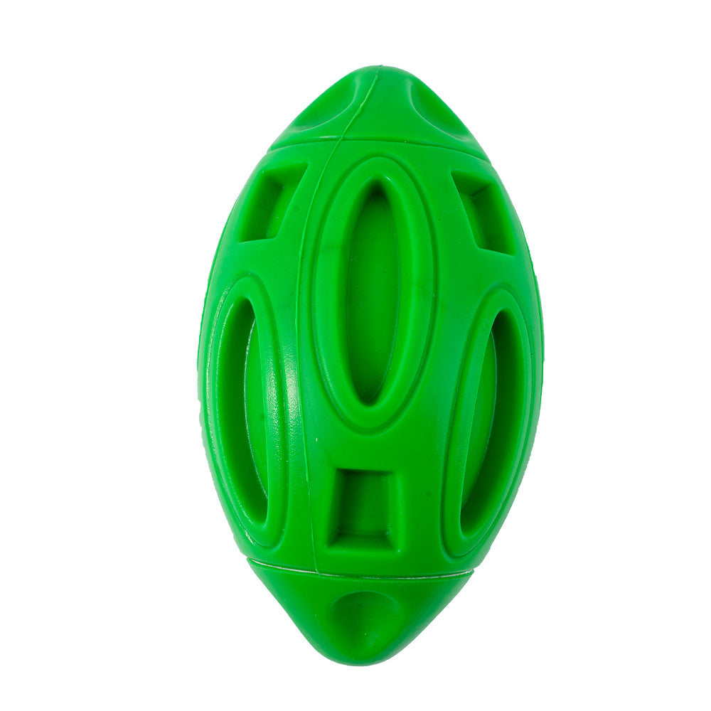 Durable Rubber Dog Ball: Sounding Rugby Toy for Playtime Fun